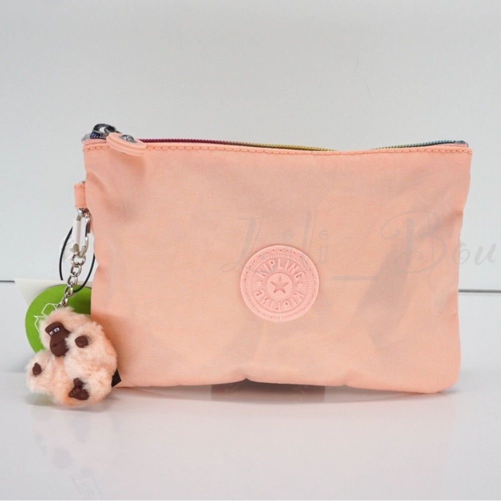 NWT Kipling AC8641 VIV Cosmetic Accessory Pouch Zipper Polyamide Brilliant Pink